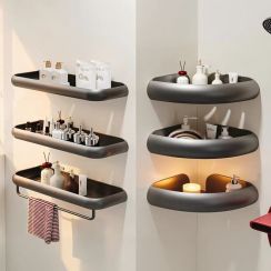 2 Piece No Drilling Required Wall Mounted Shower Gel Storage Rack Set