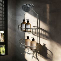 2 Tier Rustproof Hanging Shelf with Hooks