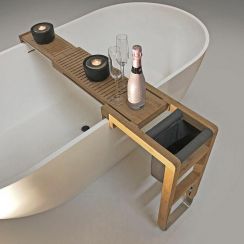 Luxury Bathroom Accessories Bamboo Wood Luxury Bathtub Tray With Extending Sides