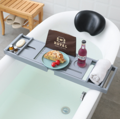 Luxury Bathtub Caddy with Extendable Tablet Holder